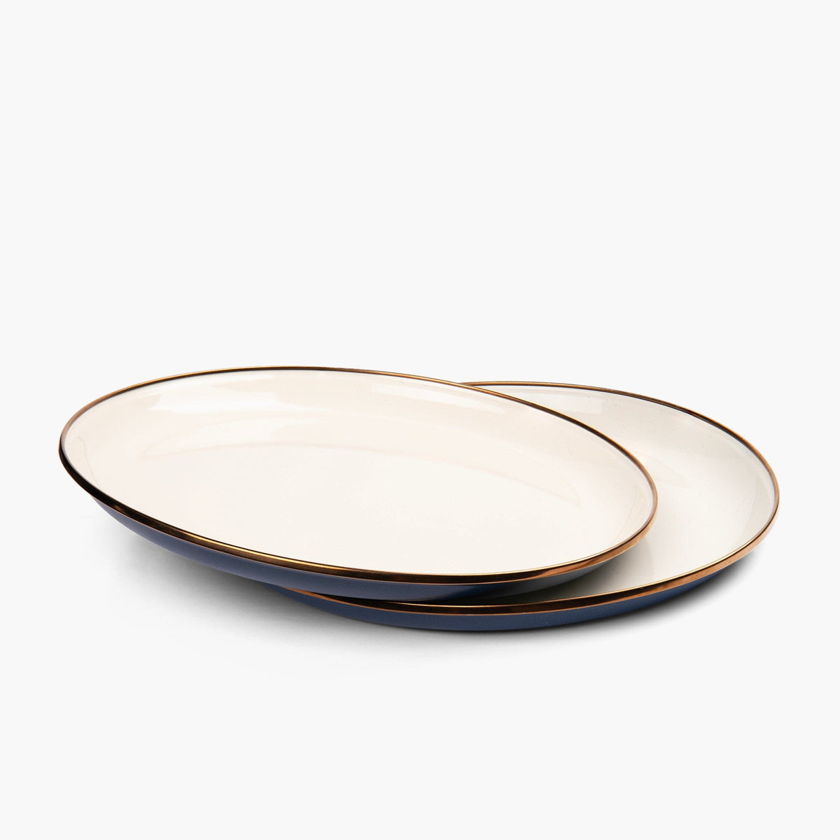 Enamel 2-Tone Deep Plate Set Indigo Blue